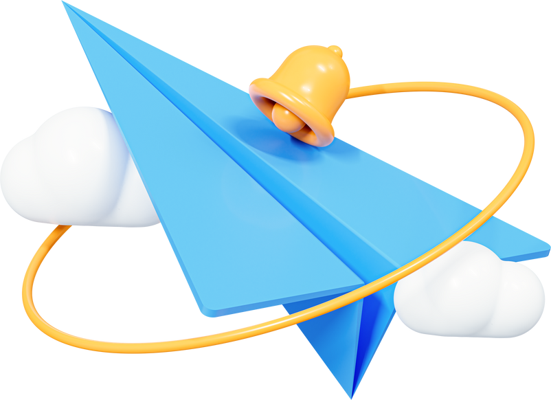 3D Paper Airplane with bell notification